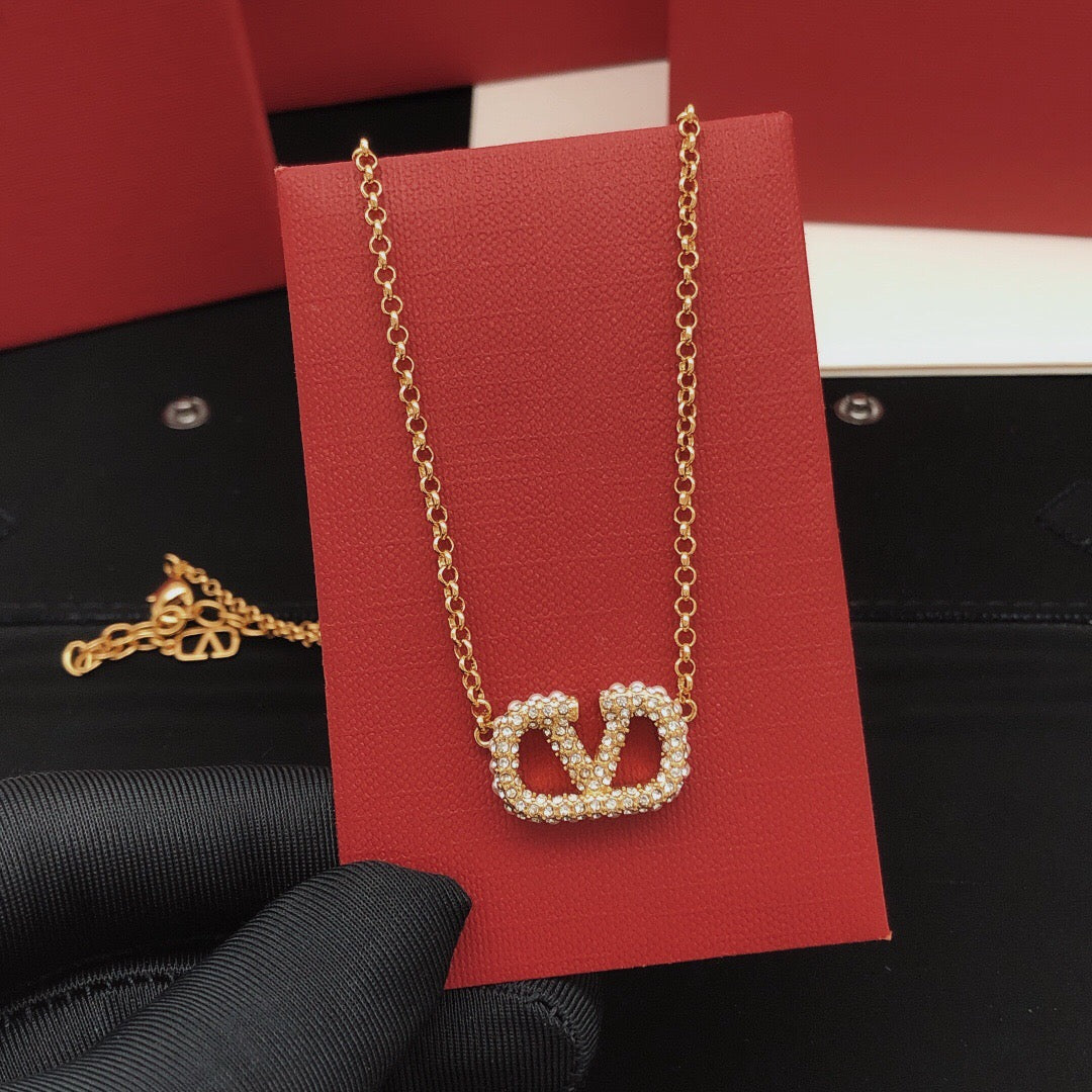 Signature Emblem Pendant Necklace in Gold-Tone – Design 12 styled detail