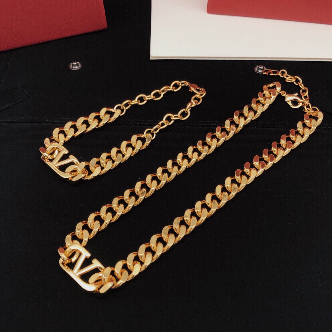 Signature Emblem Pendant Necklace in Gold-Tone – Design 11 front view