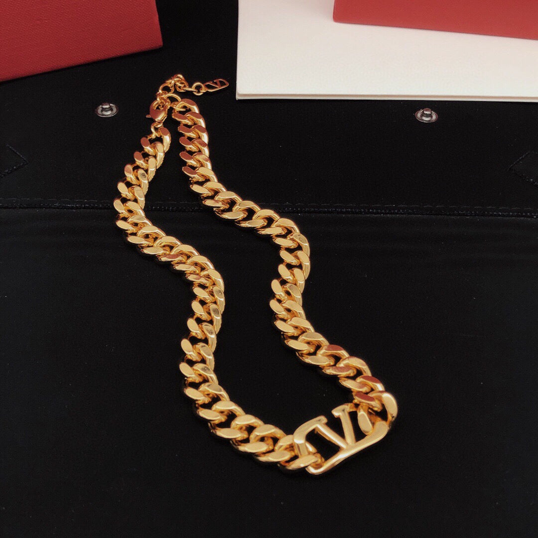 Signature Emblem Pendant Necklace in Gold-Tone – Design 11 front view
