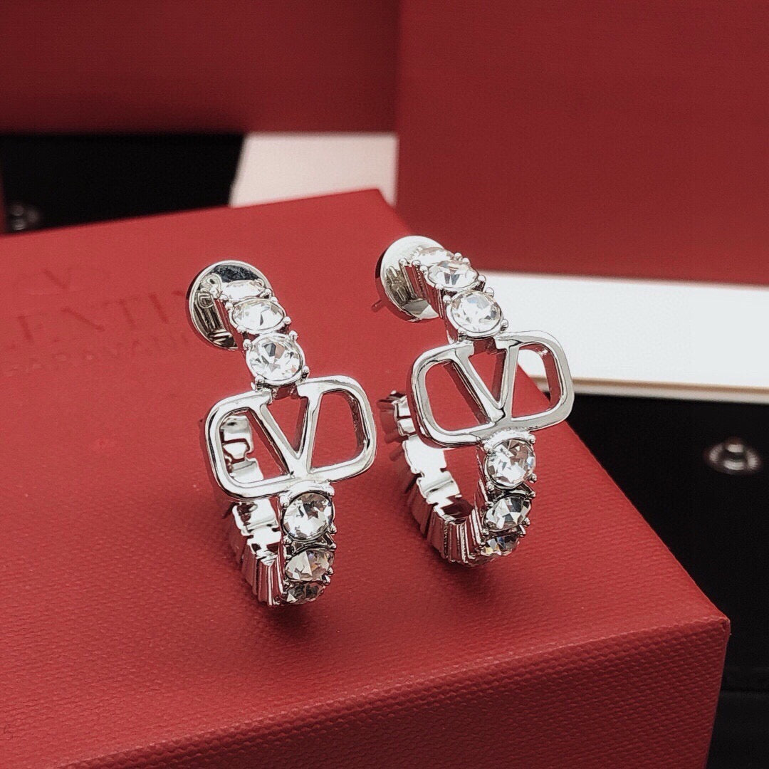 Moon Crystal-Accent Statement Earrings – Design 06 front view