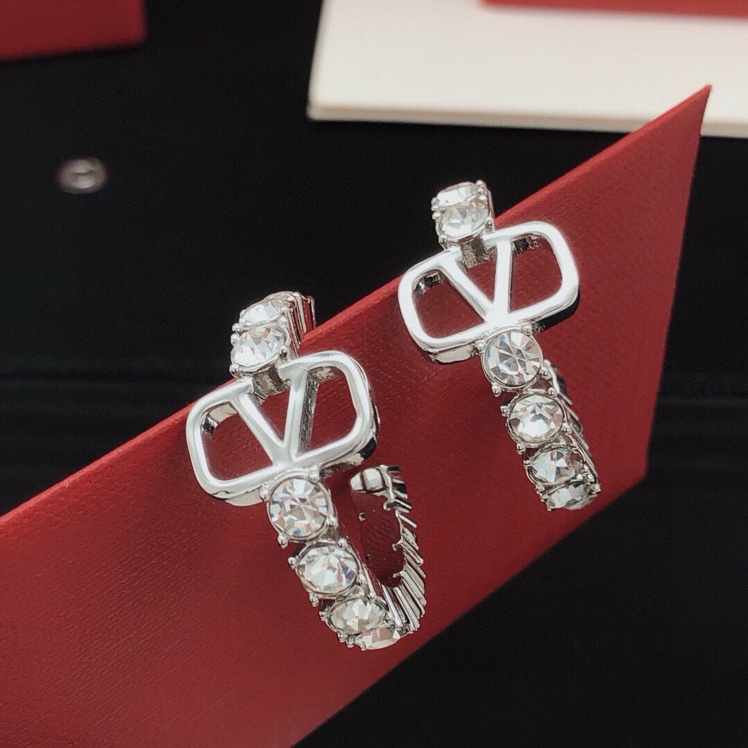 Moon Crystal-Accent Statement Earrings – Design 06 close-up view