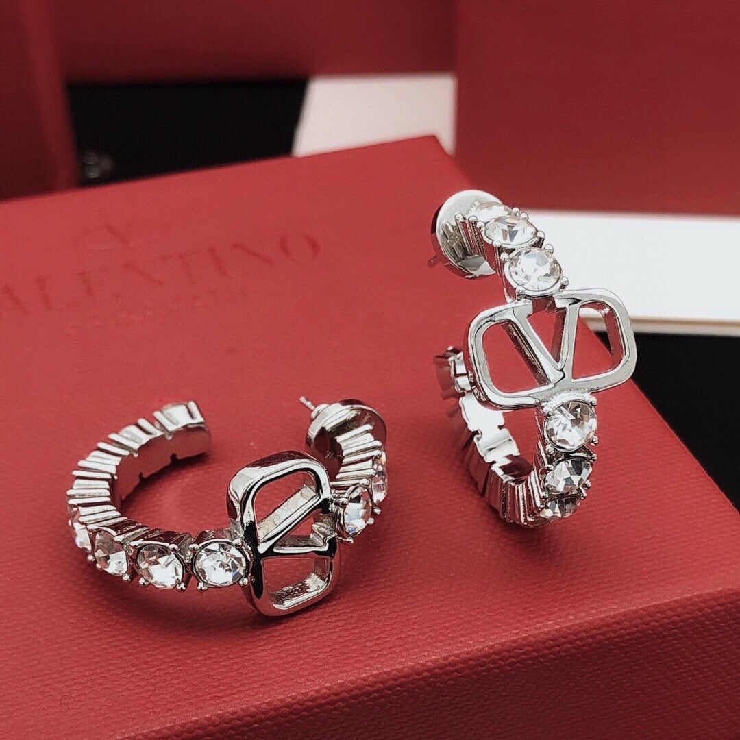 Moon Crystal-Accent Statement Earrings – Design 08 main product view