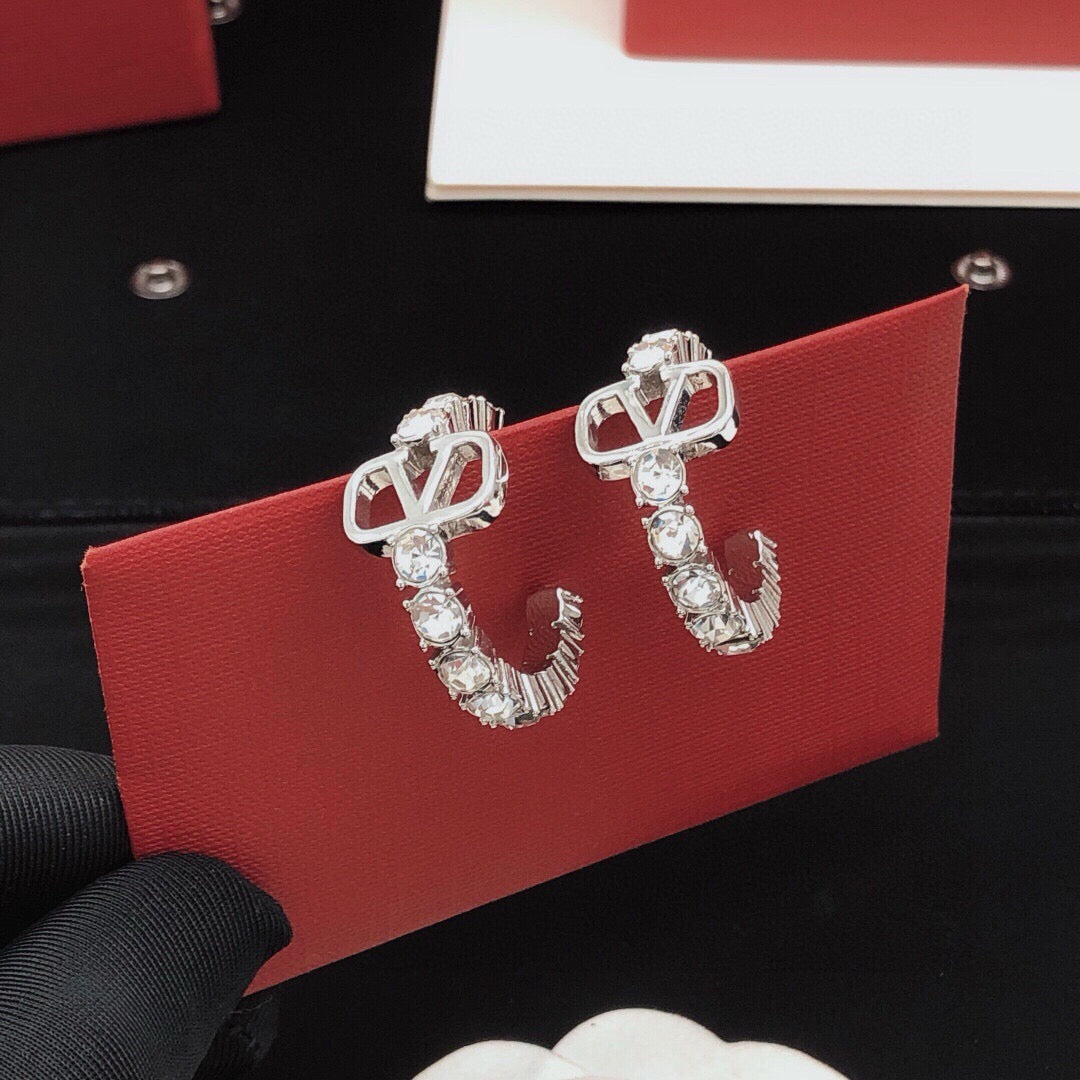 Moon Crystal-Accent Statement Earrings – Design 08 front view