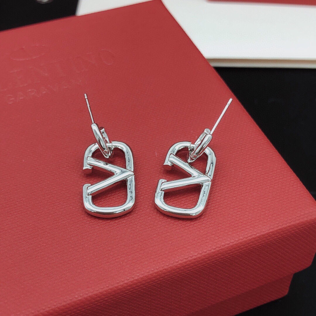 Signature Emblem Drop Earrings in Gold-Tone – Design 05 close-up view