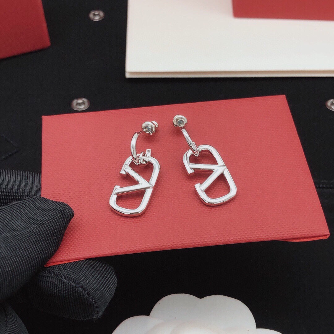 Signature Emblem Drop Earrings in Gold-Tone – Design 05 detail view