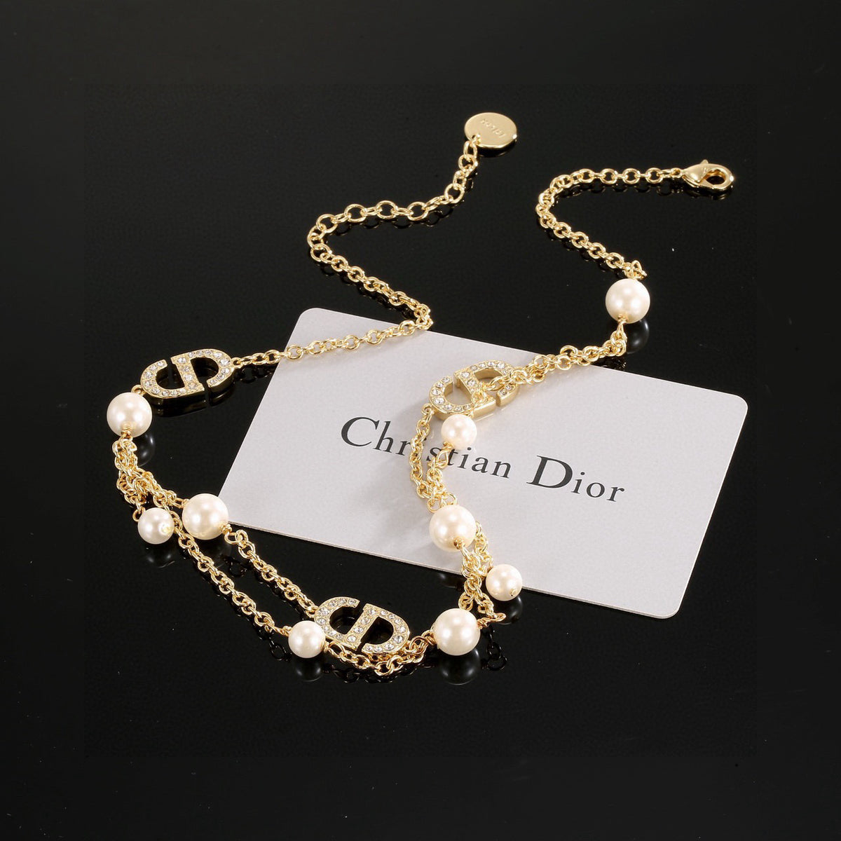 Graphic Letter Motif Pendant Necklace in Polished Metal-Tone with Vintage-Style Finish – Design 001 front view