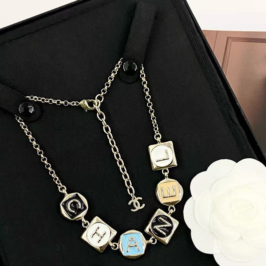 Letter Pendant Necklace in Polished Metal-Tone – Design 024 main product view