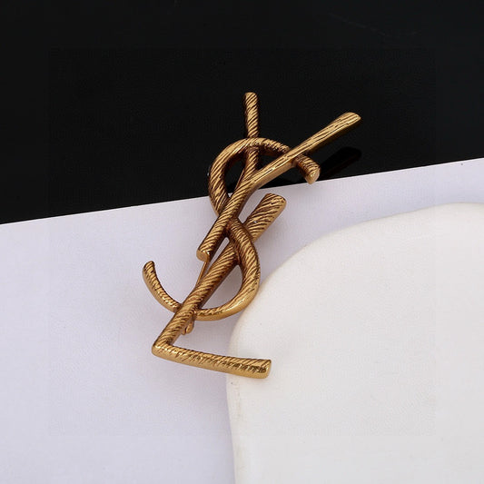 Geometric Emblem Brooch in Polished Metal-Tone – Design 018 main product view