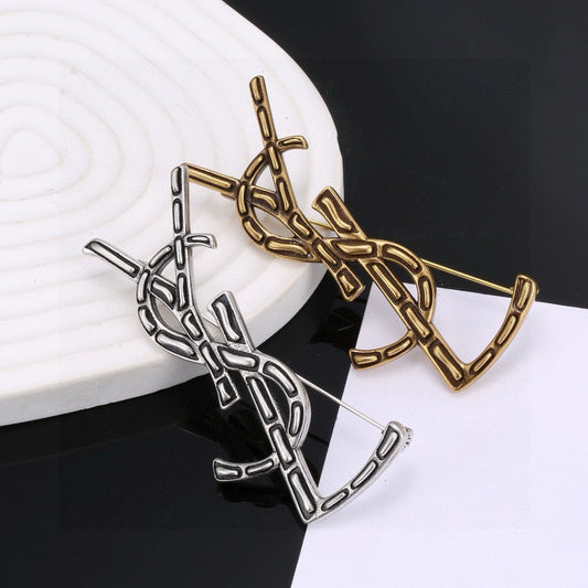 Geometric Emblem Brooch in Polished Metal-Tone – Design 017 main product view