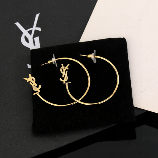 Geometric Emblem Stud Earrings in Polished Metal-Tone – Design 011 main product view