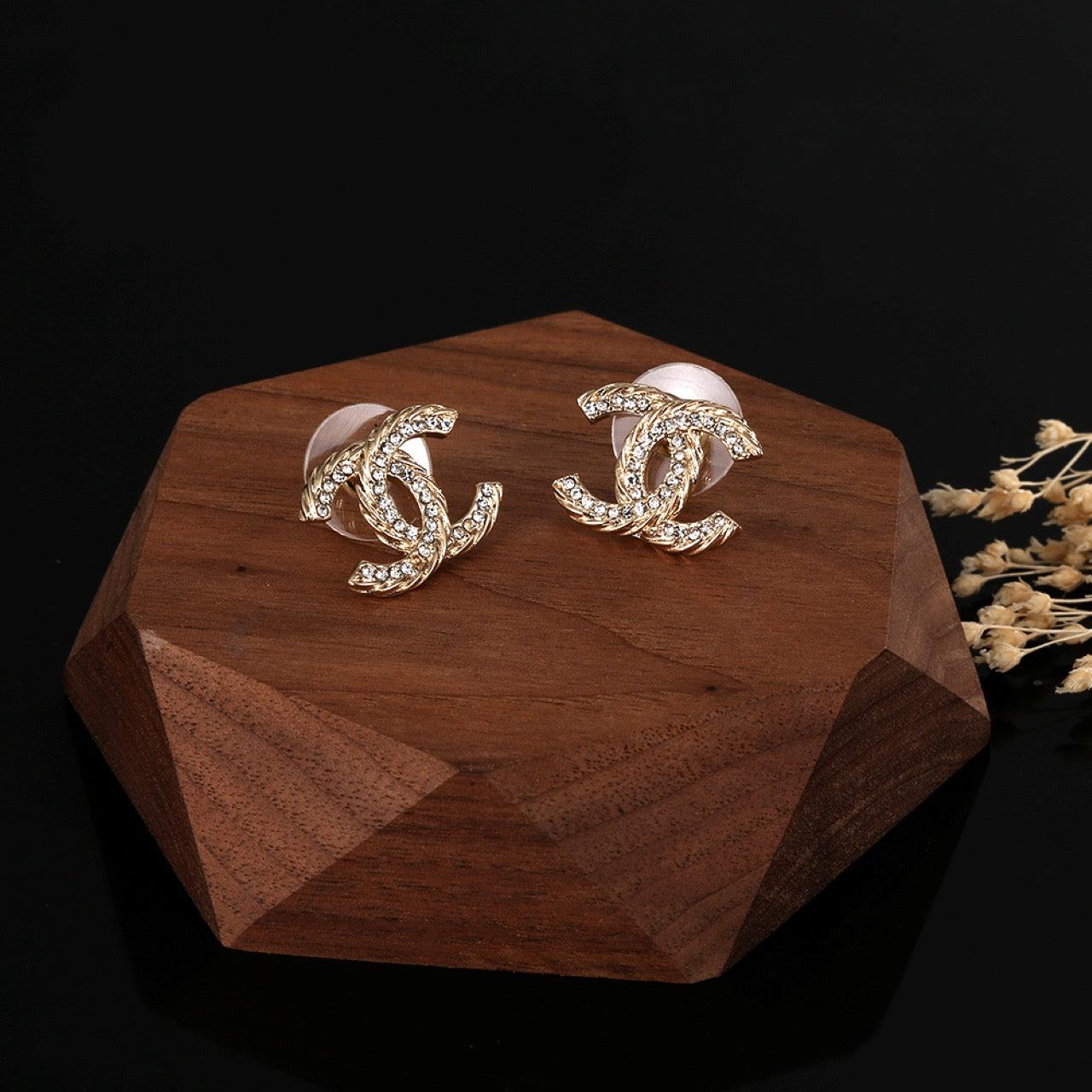Signature Emblem Stud Earrings in Gold-Tone – Design 074 styled product view