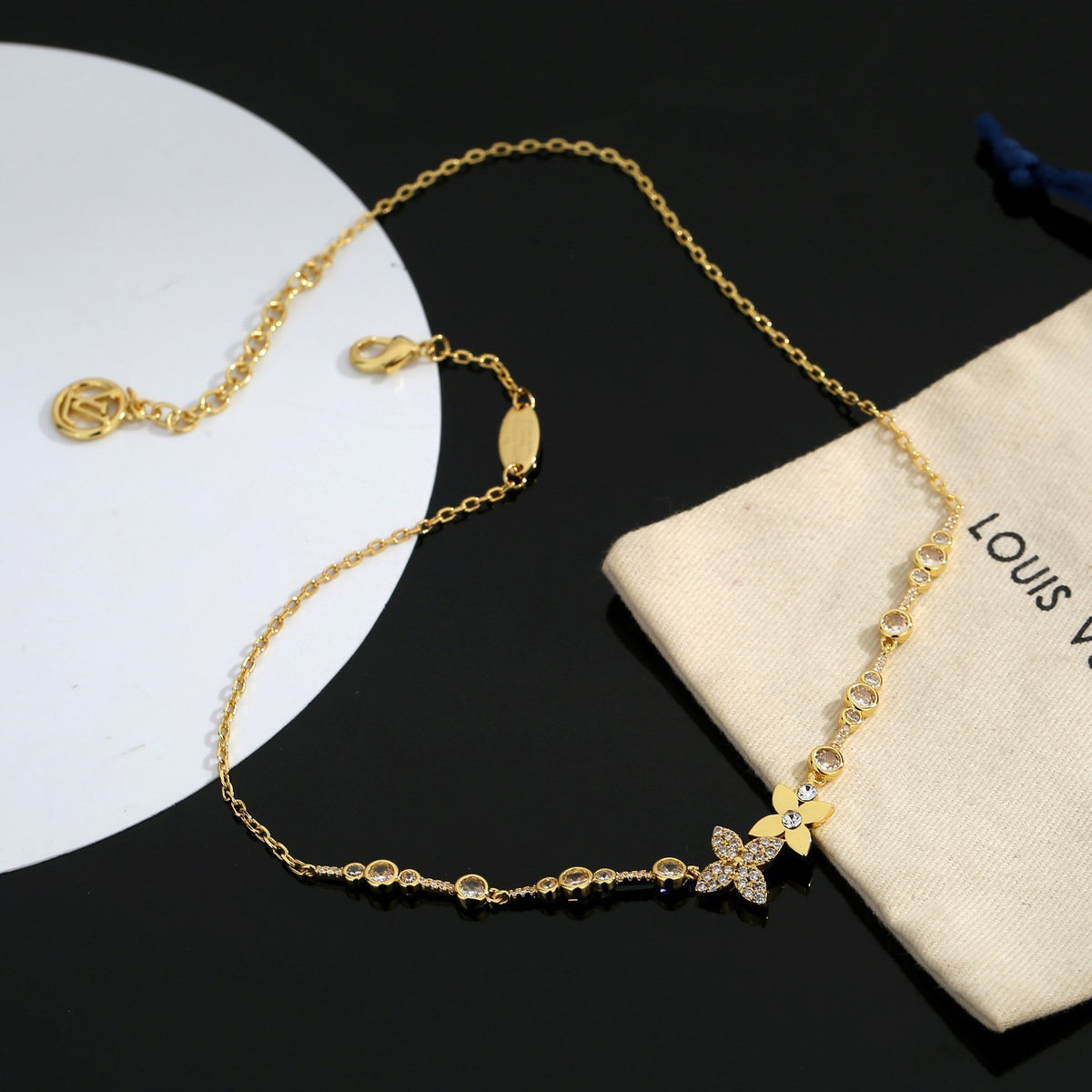 Floral Pendant Necklace in Gold-Tone – Design 007 styled product view