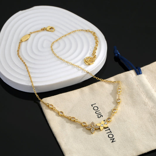 Floral Pendant Necklace in Gold-Tone – Design 008 main product view