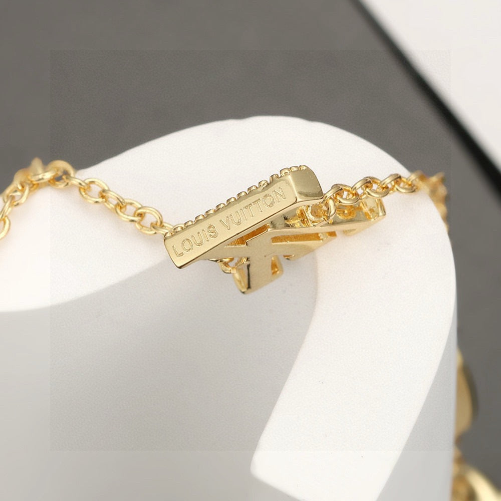 Letter Emblem Bracelet in Polished Metal-Tone – Design 009 styled product view