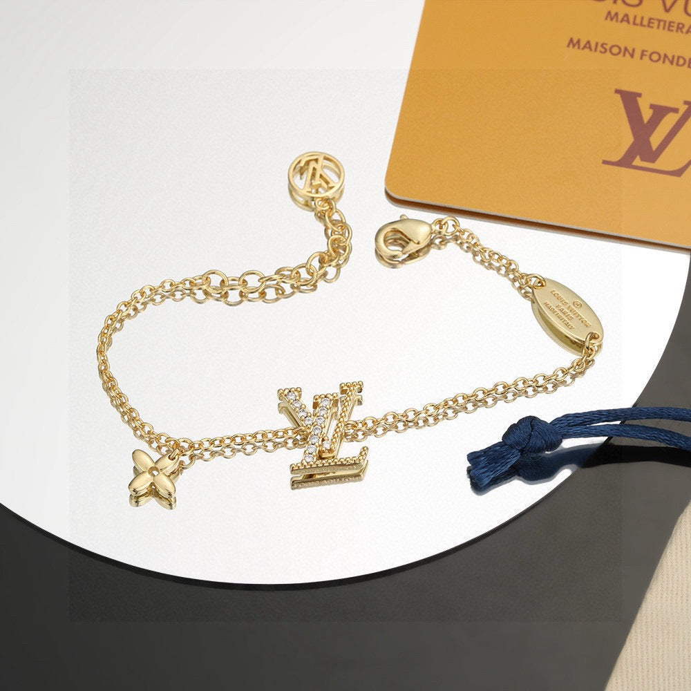 Letter Emblem Bracelet in Polished Metal-Tone – Design 041 main product view