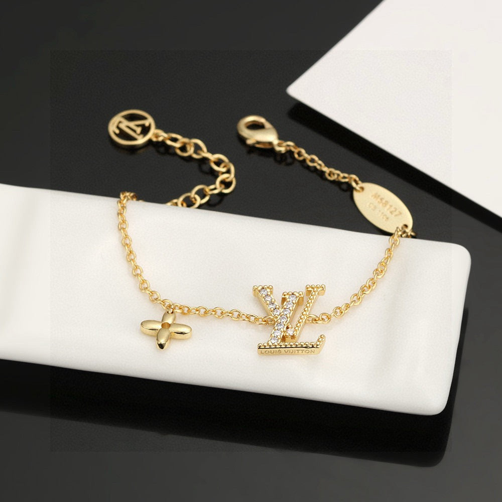 Letter Emblem Bracelet in Polished Metal-Tone – Design 041 main product view