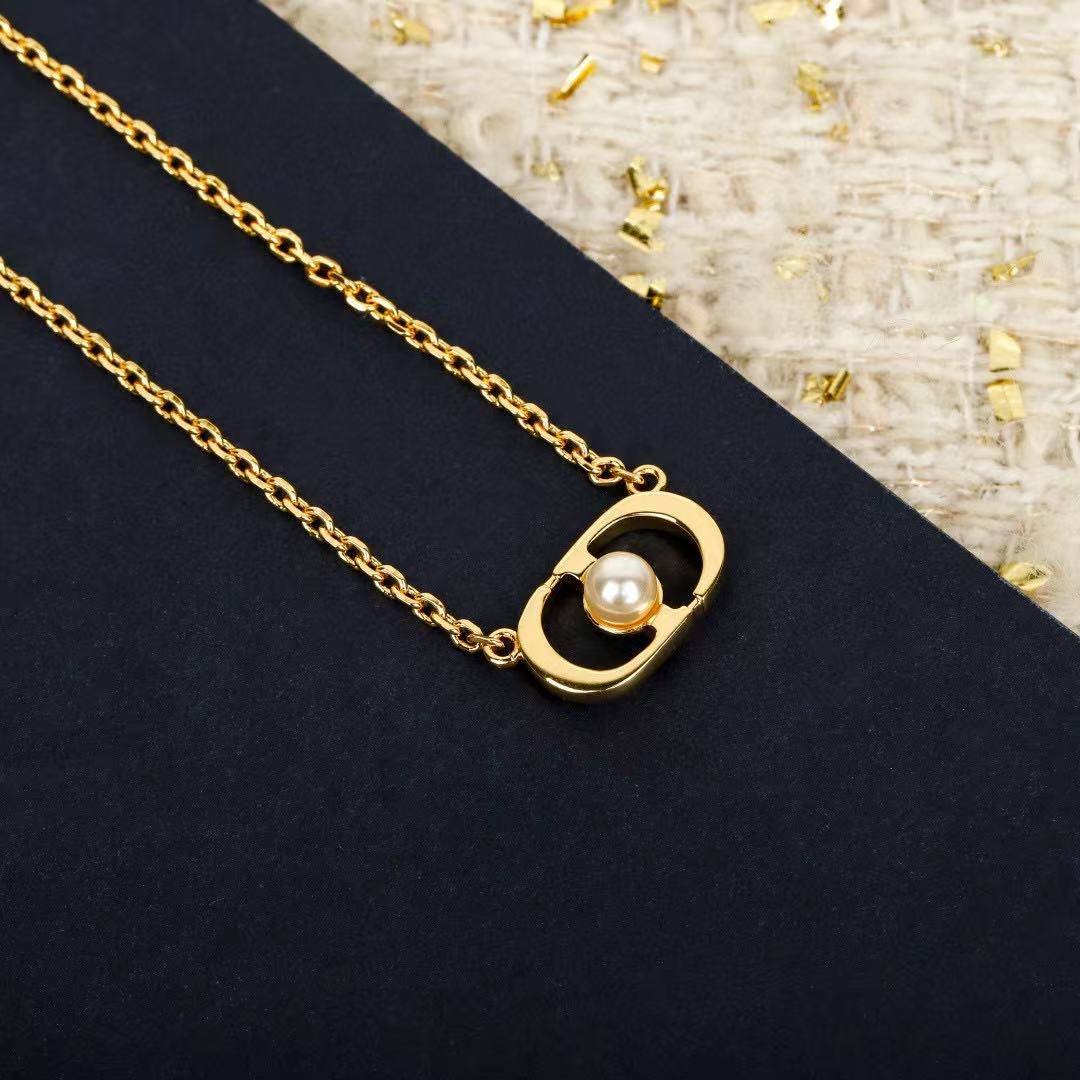 Graphic Letter Motif Pendant Necklace in Polished Metal-Tone – Design 037 main product view
