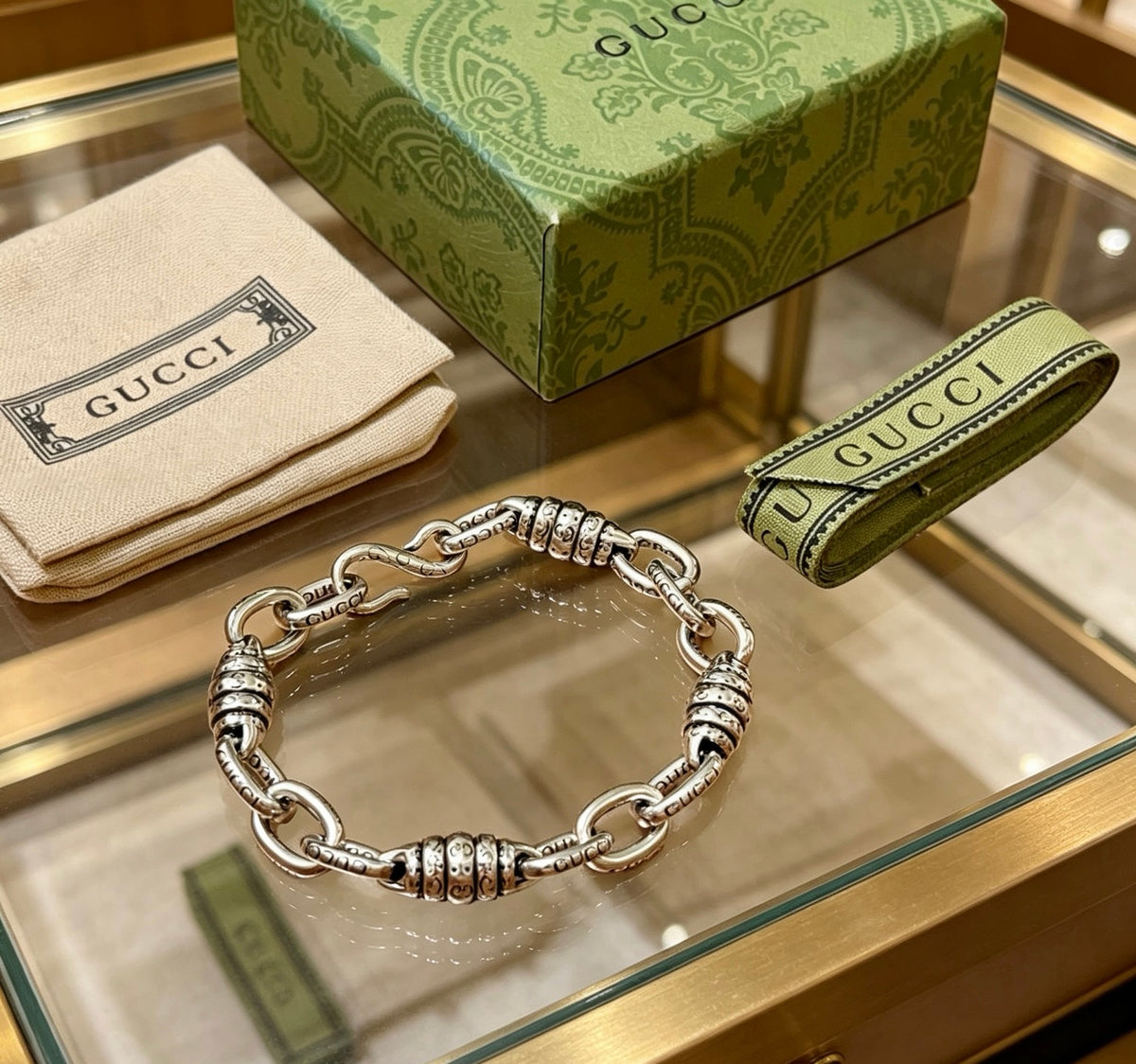 Floral Bracelet in Polished Metal-Tone – Design 021 styled product view