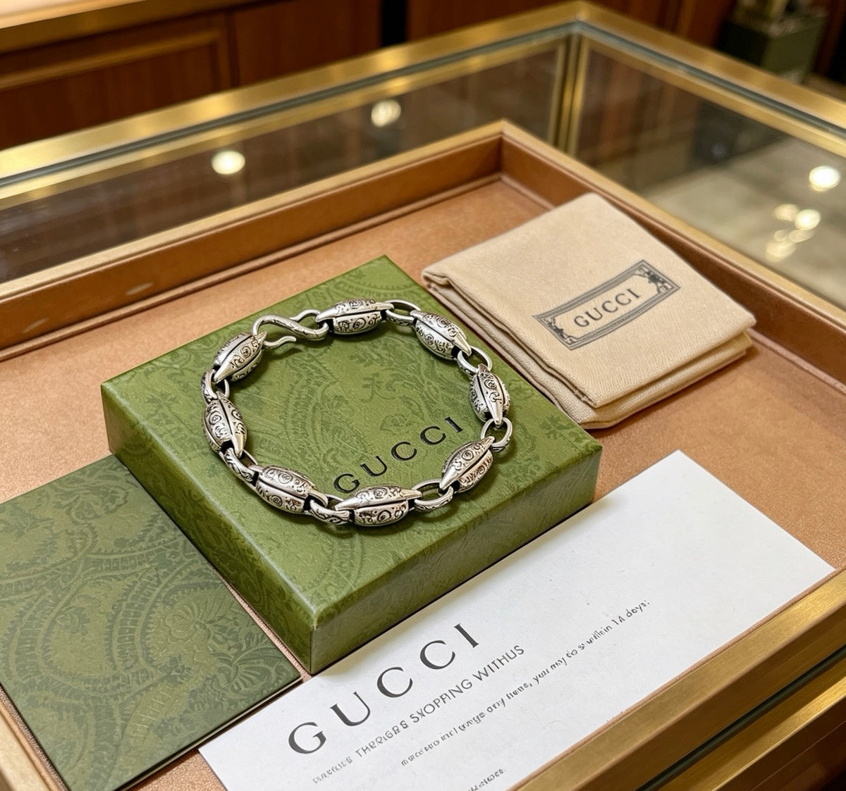 Geometric Emblem Bracelet in Polished Metal-Tone – Design 122 front product view