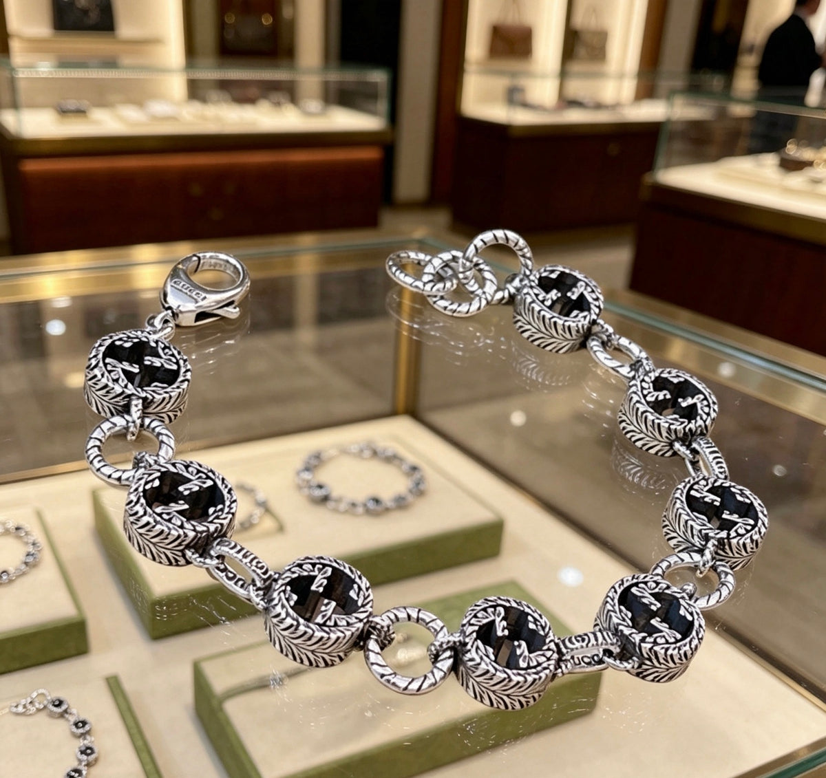 Geometric Emblem Bracelet in Polished Metal-Tone – Design 121 main product view