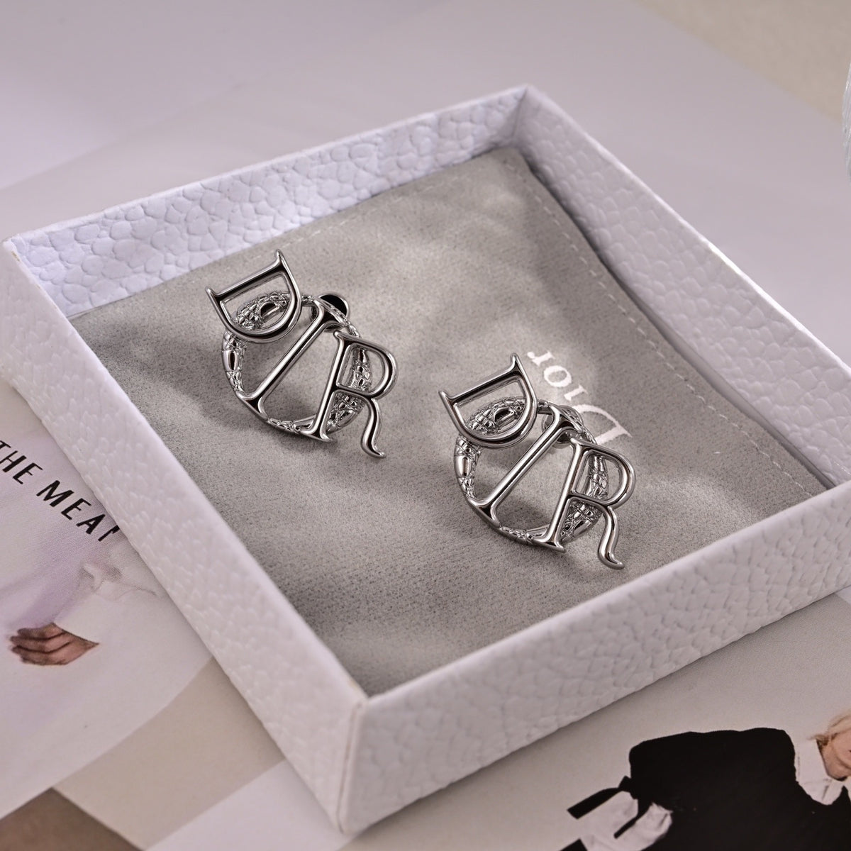 Graphic Letter Motif Statement Earrings in Polished Metal-Tone – Design 023 main product view