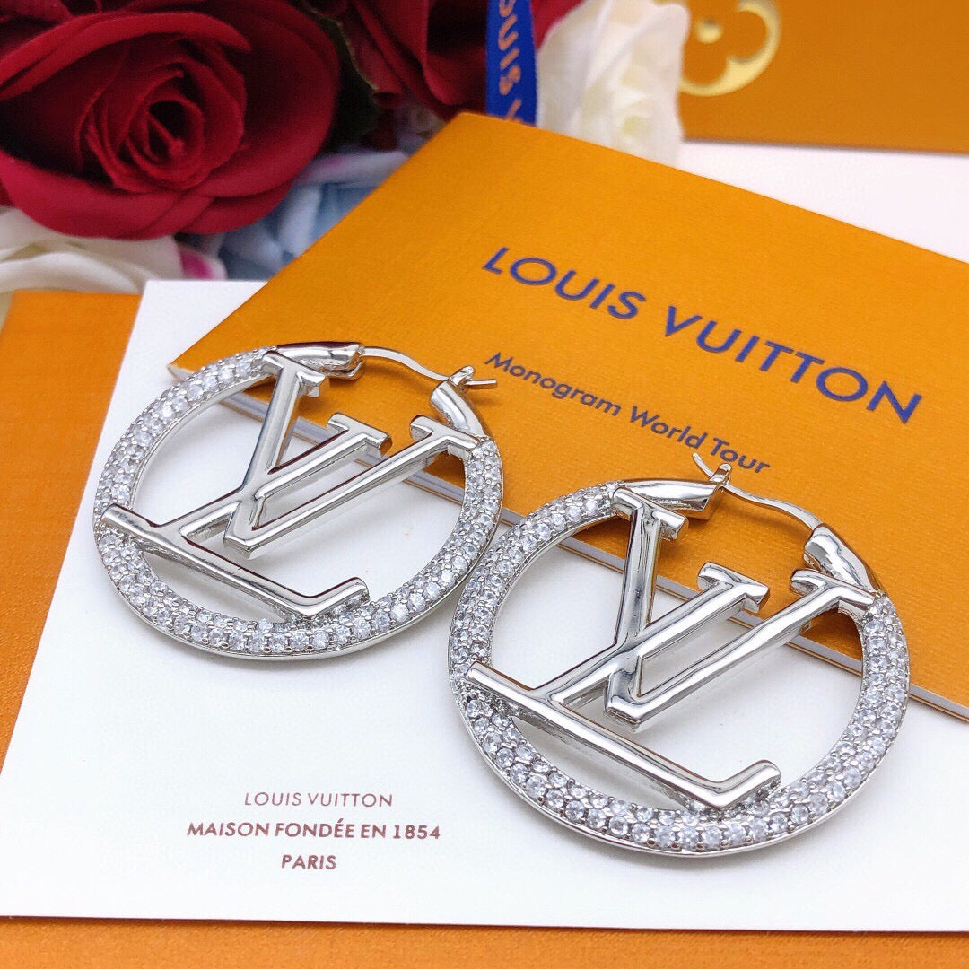 Round Statement Earrings in Silver-Tone – Silver Detail – Design 003 main product view