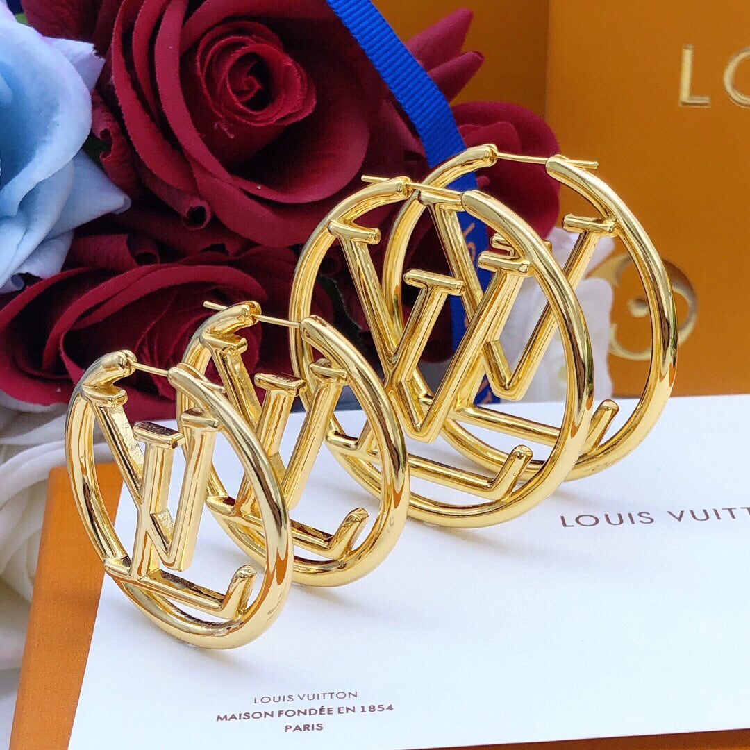 Round Statement Earrings in Gold-Tone – Design 008 front product view