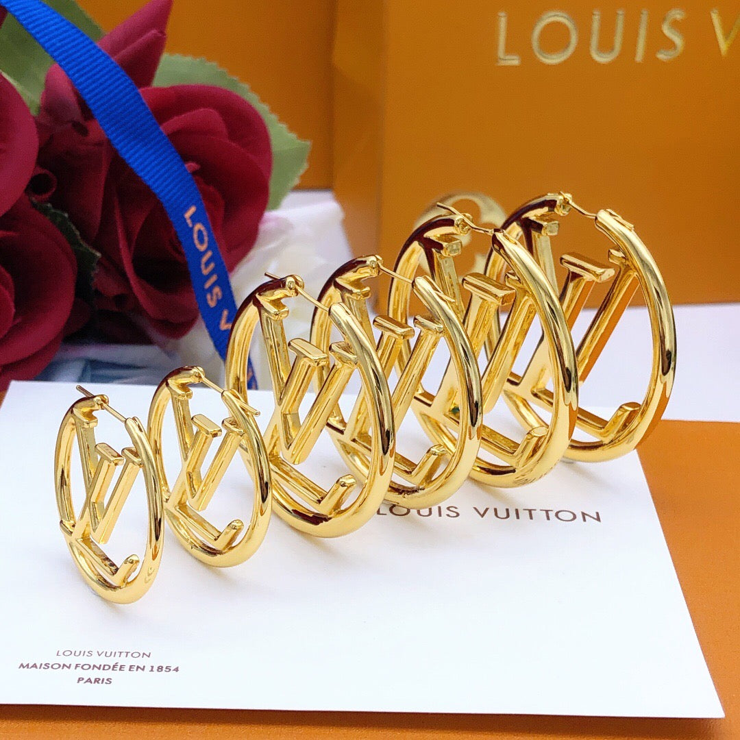 Round Statement Earrings in Gold-Tone – Design 008 main product view