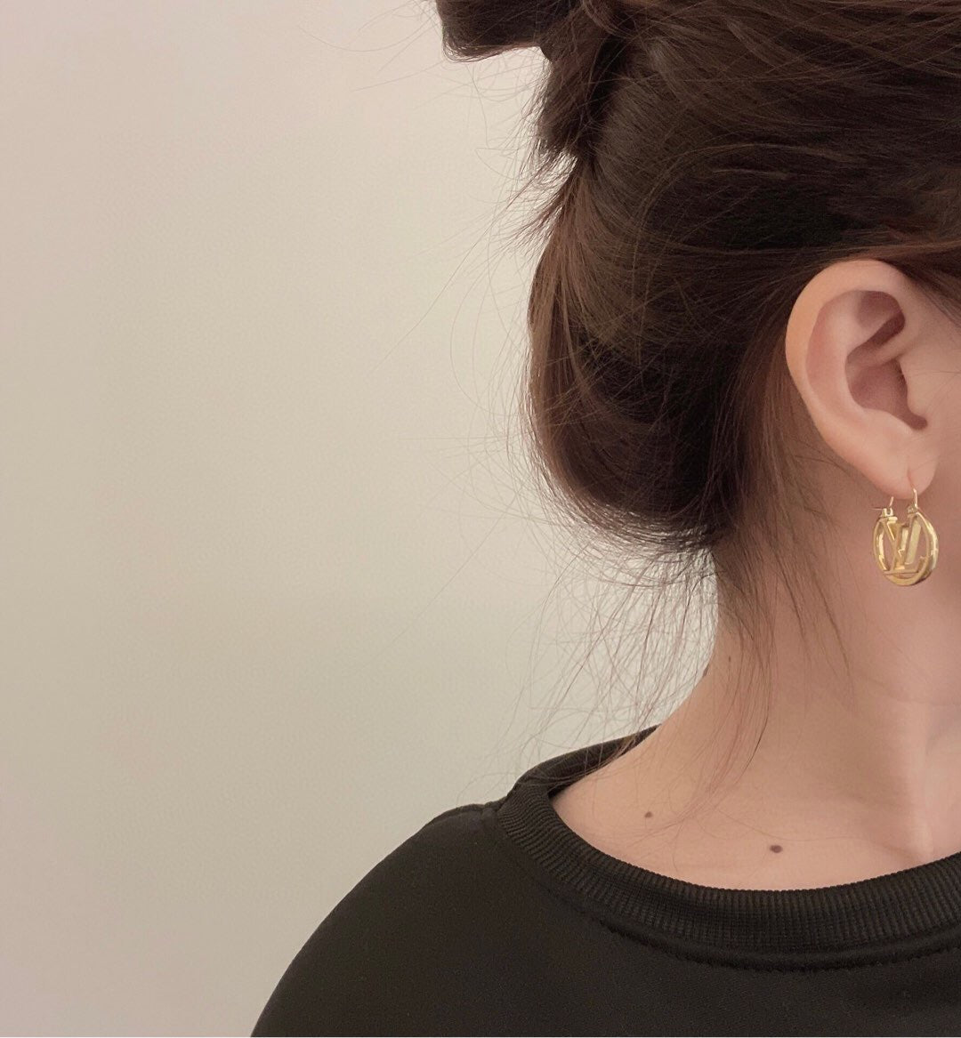 Round Statement Earrings in Gold-Tone – Design 007 front product view