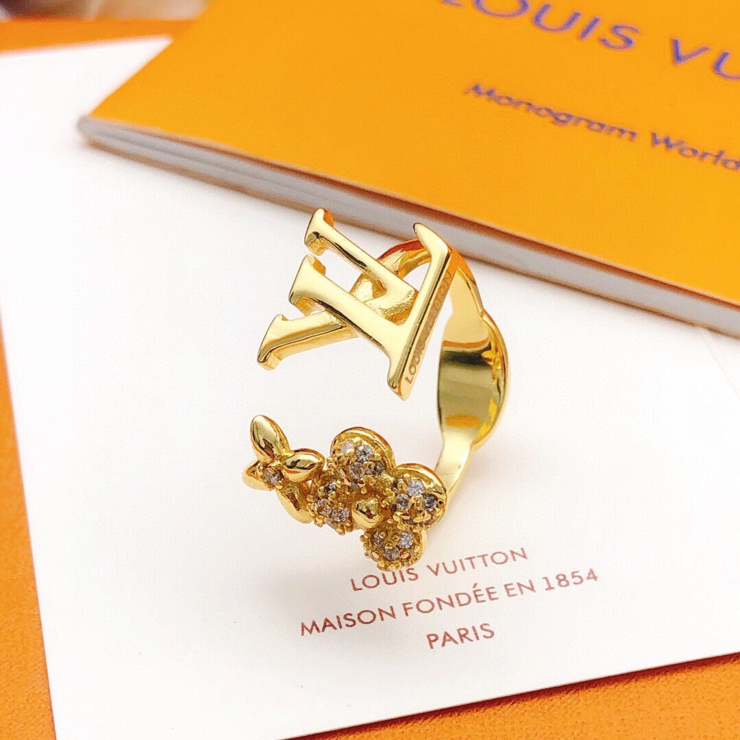 Floral Statement Ring in Gold-Tone – Design 001 front product view