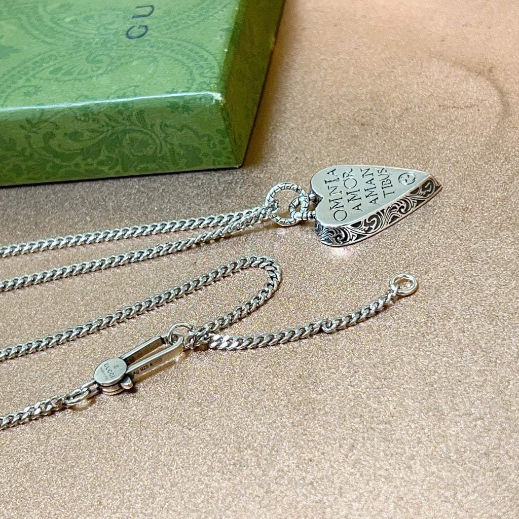 Double-G Emblem Pendant Necklace in Polished Metal-Tone – Design 111 main product view