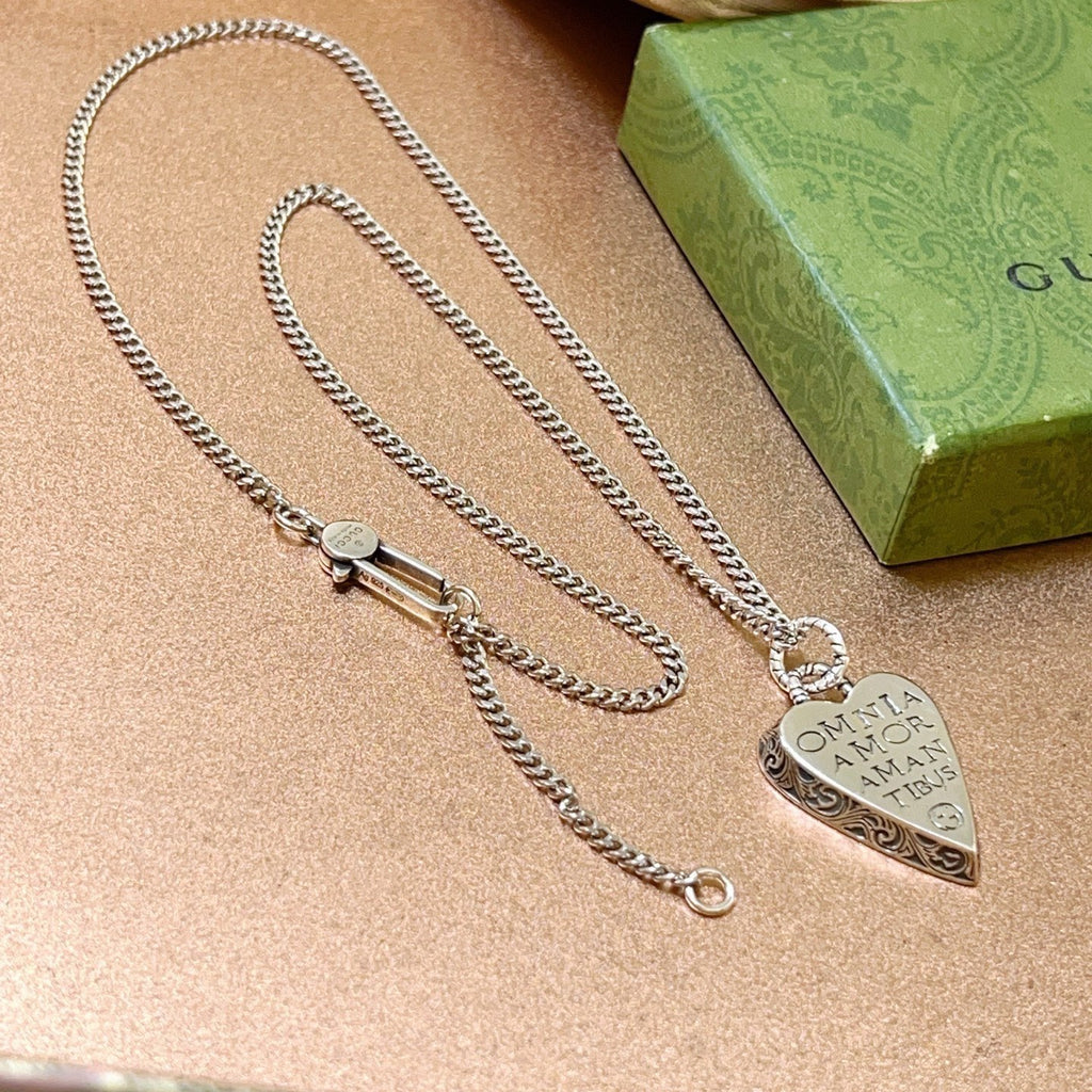 Double-G Emblem Pendant Necklace in Polished Metal-Tone – Design 111 main product view