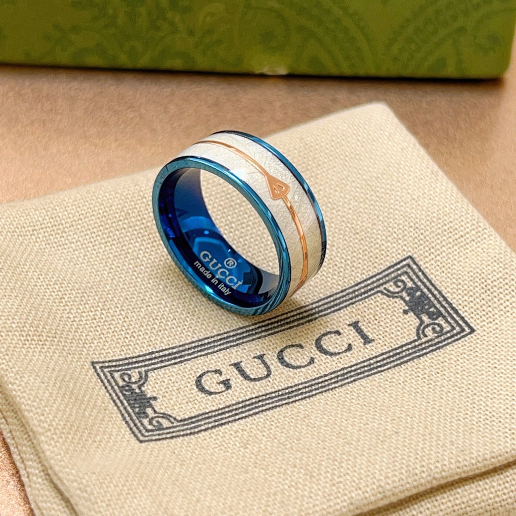 Double-G Emblem Statement Ring in Polished Metal-Tone – Design 005 close-up detail
