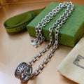 Double-G Emblem Pendant Necklace in Polished Metal-Tone – Design 109 main product view