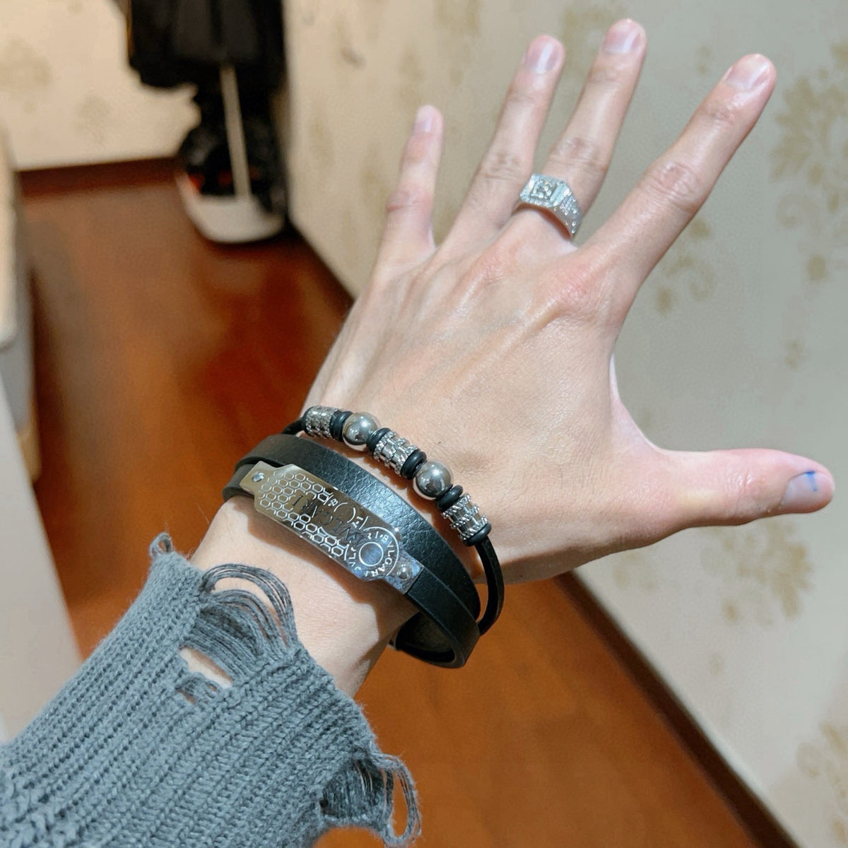 Horse Braided Bracelet in Silver-Tone – Braided Detail – Design 005 front product view