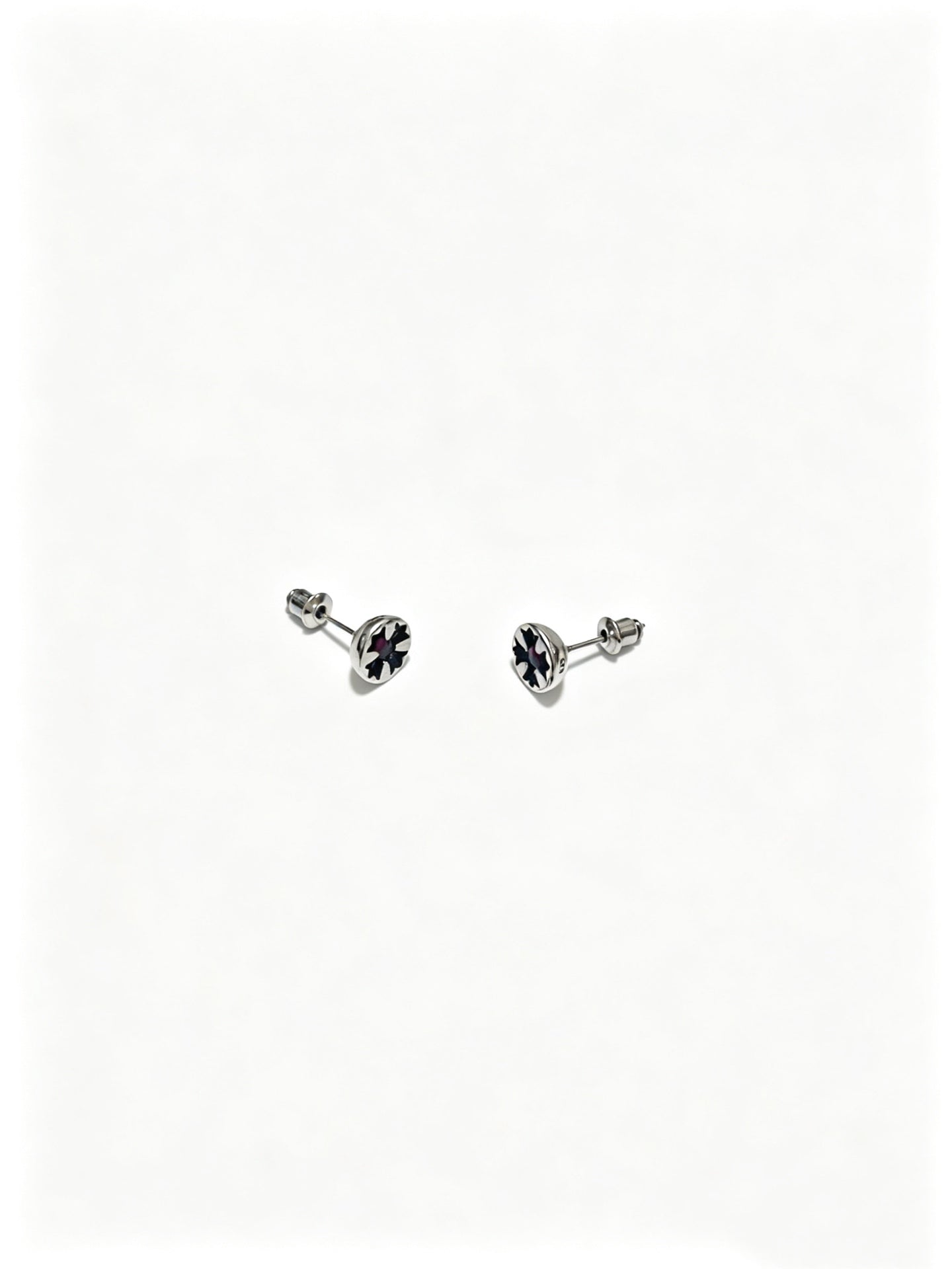 Signature Emblem Statement Earrings in Polished Metal-Tone – Design 005 front product view