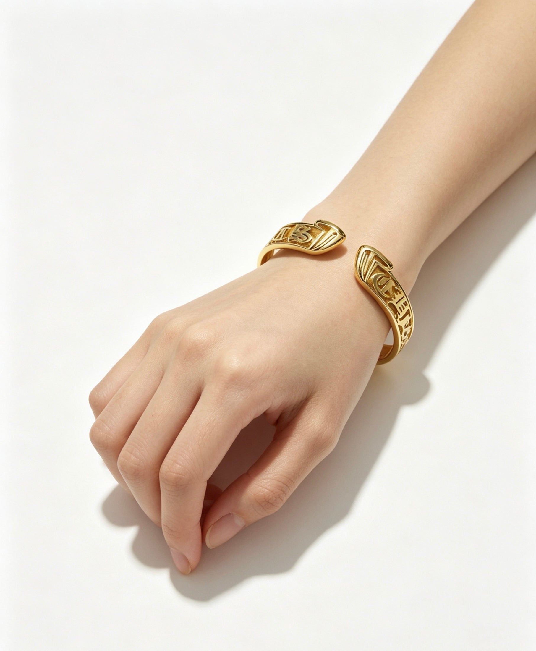 Cross Statement Bracelet in Metal-Tone – Design 04 side detail