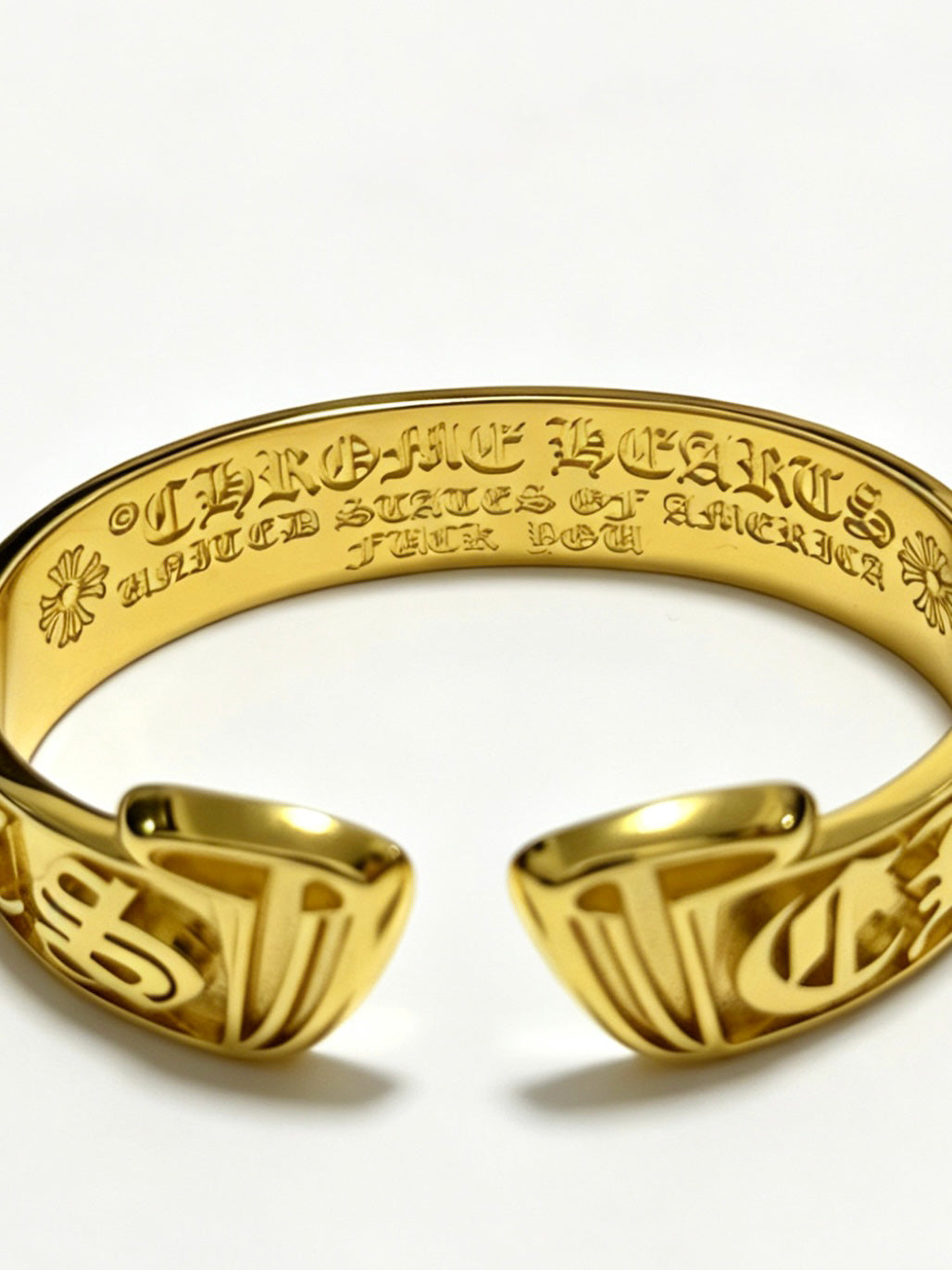 Signature Emblem Bangle in Polished Metal-Tone – Design 004 styled product view