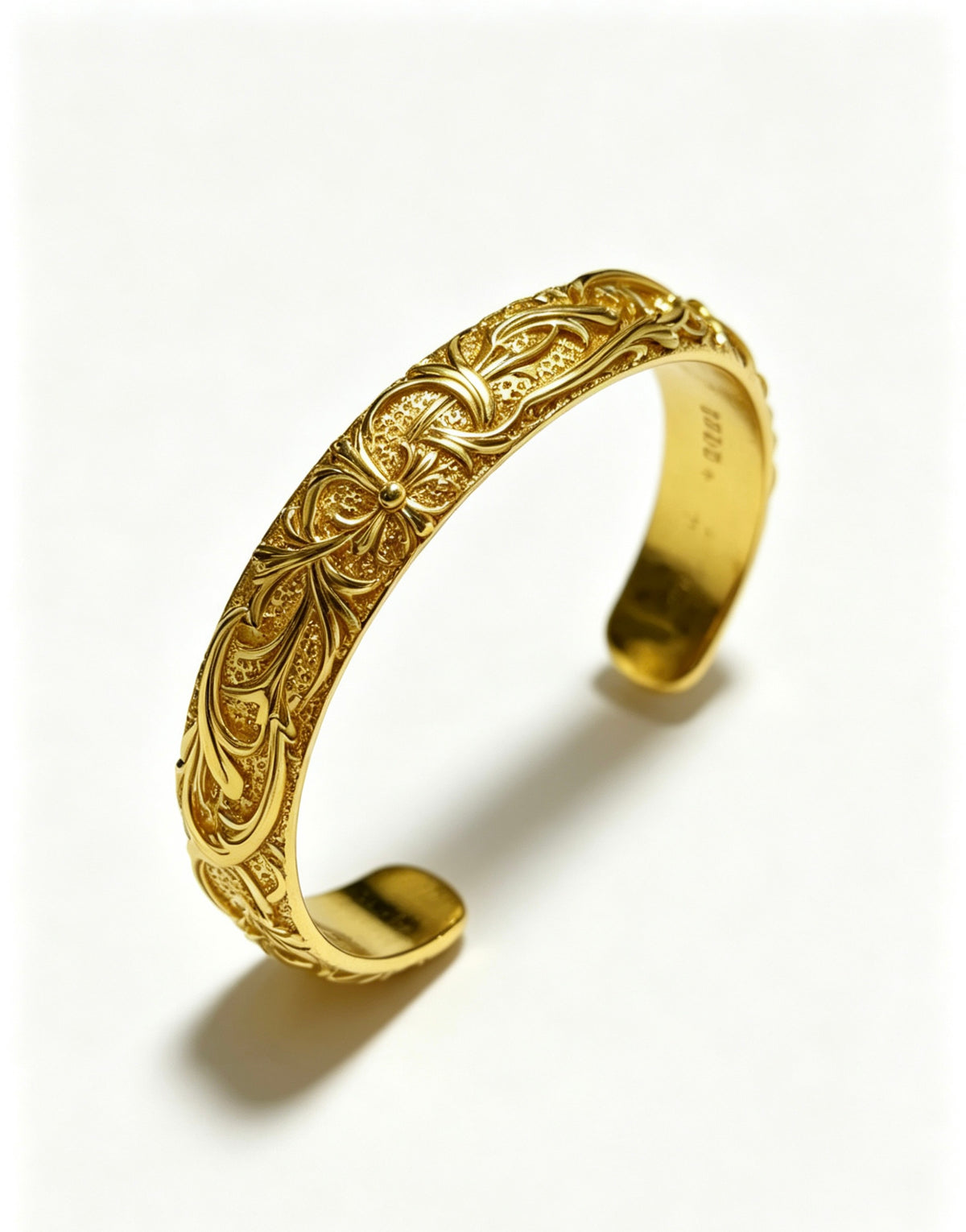 Signature Emblem Bangle in Polished Metal-Tone – Design 003 close-up detail