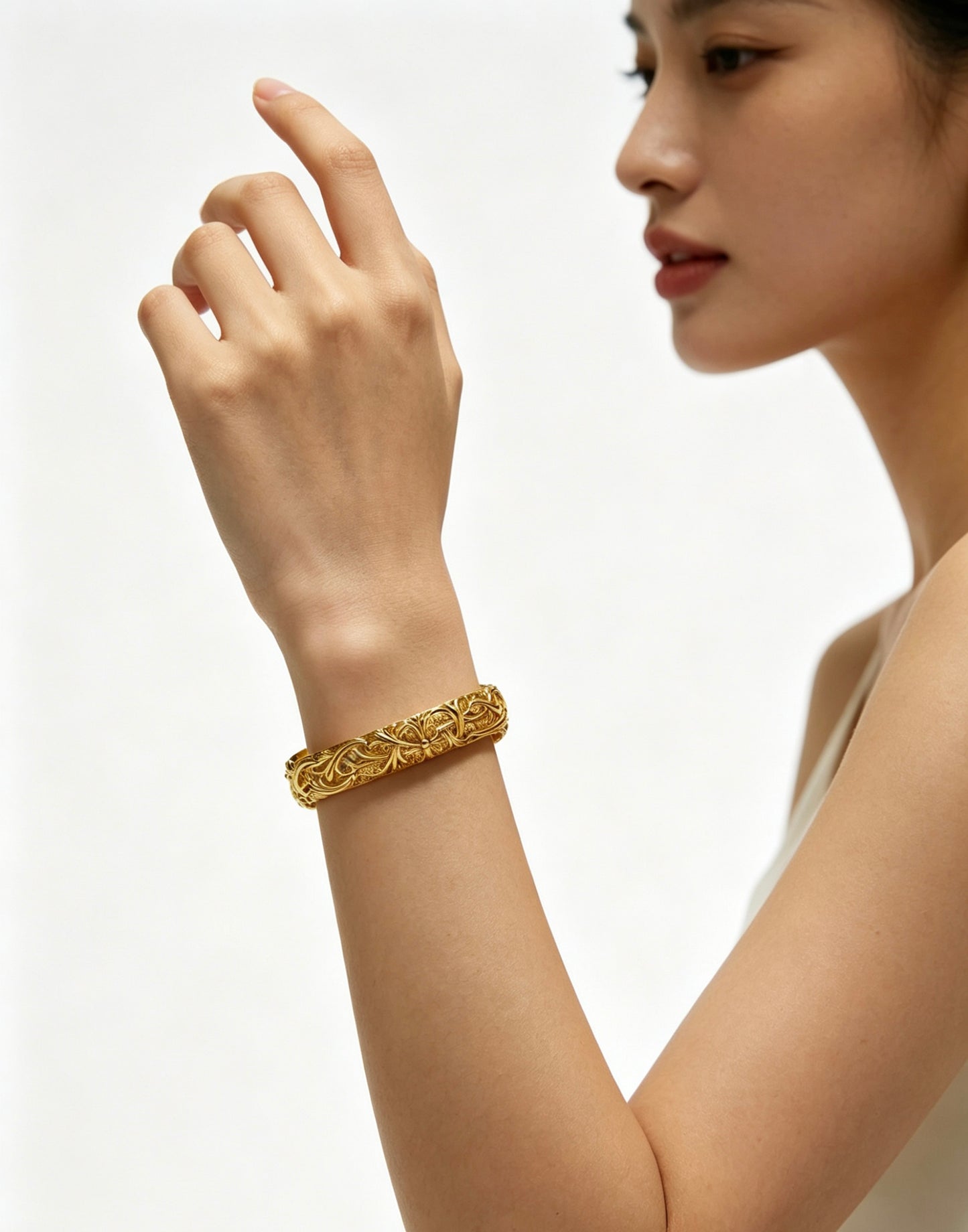 Signature Emblem Bangle in Polished Metal-Tone – Design 003 main product view