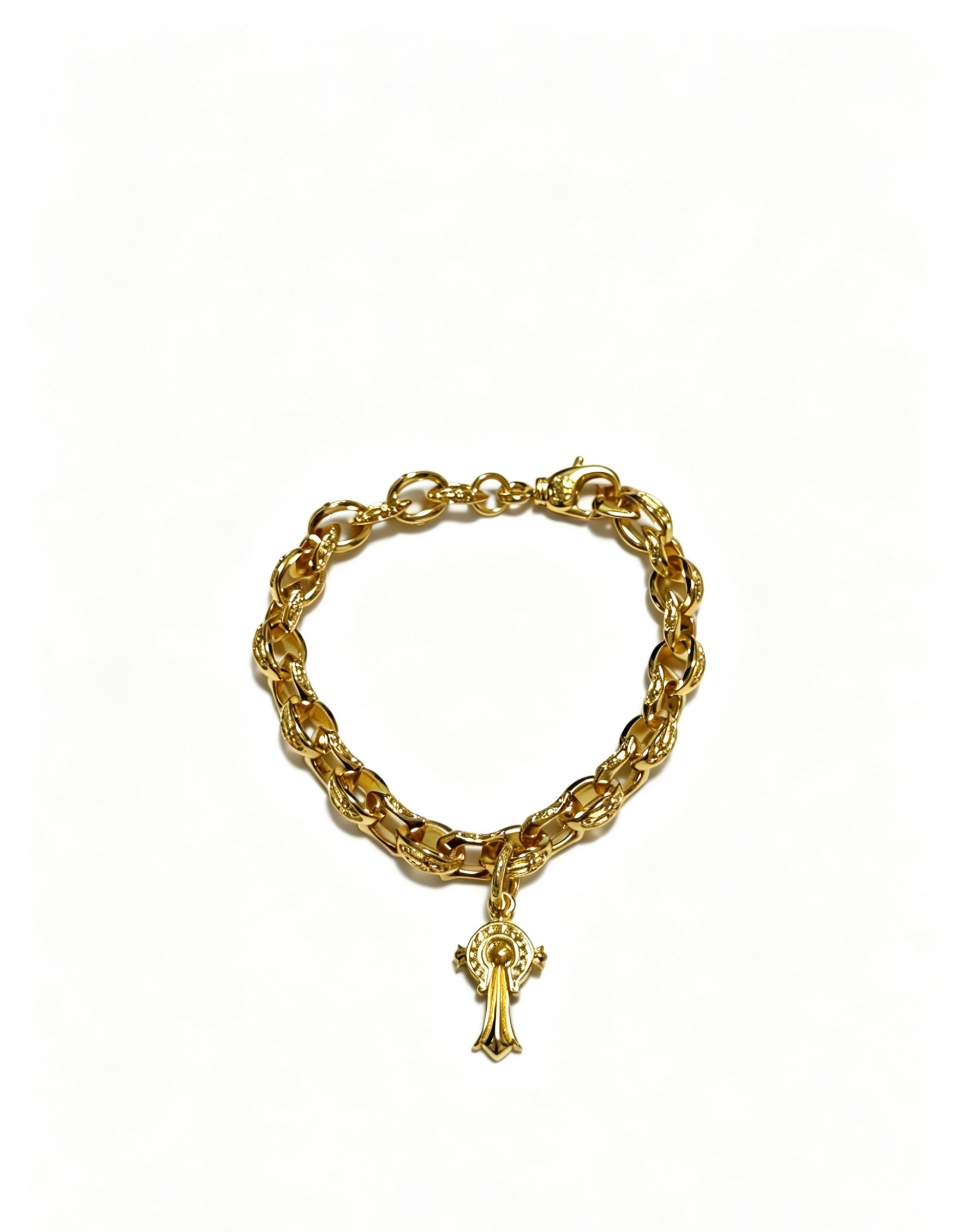 Cross Cuban-Link Bracelet in Antique Silver-Tone – Cuban Link – Design 07 main product view