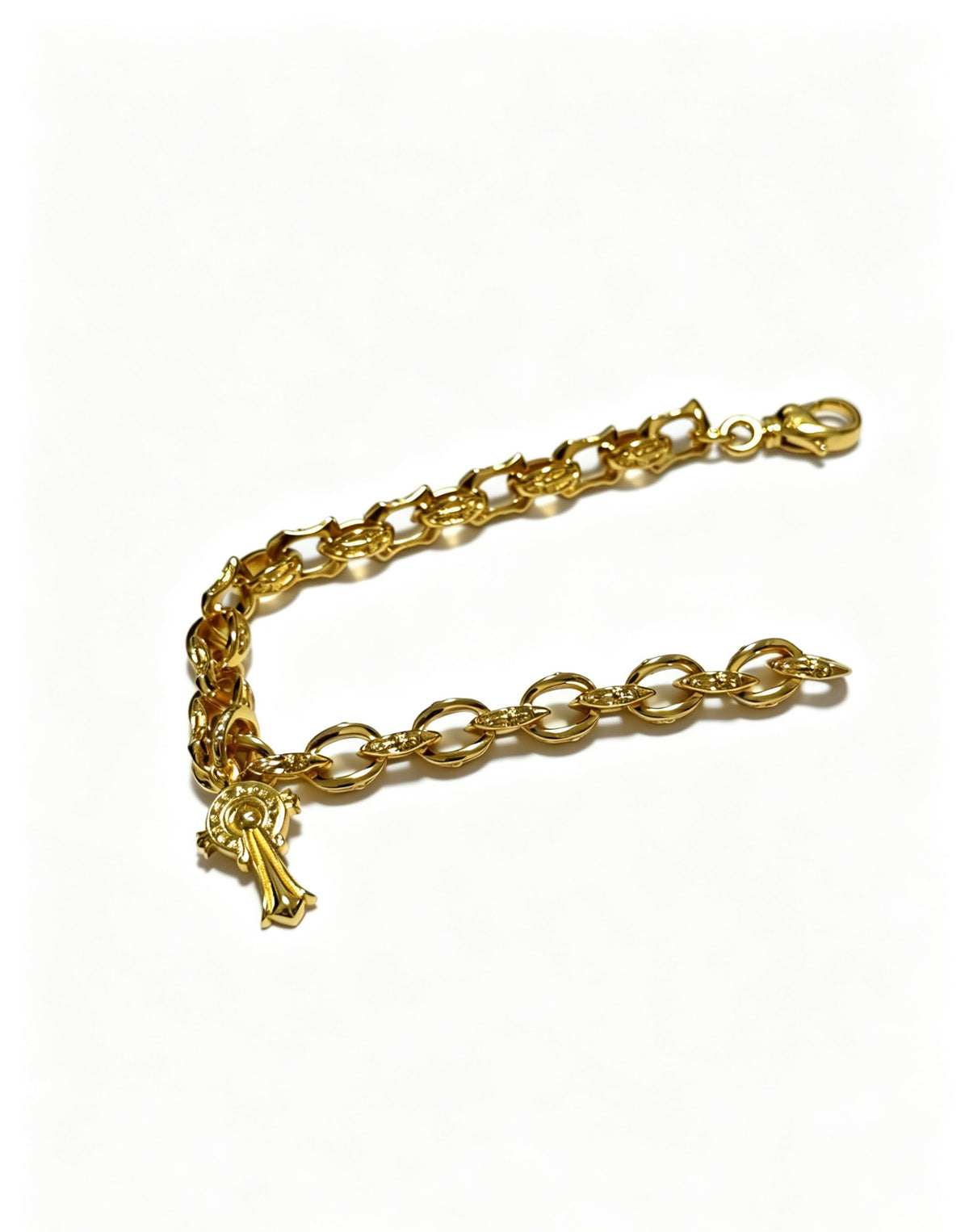 Signature Emblem Bracelet in Polished Metal-Tone – Design 009 detail view