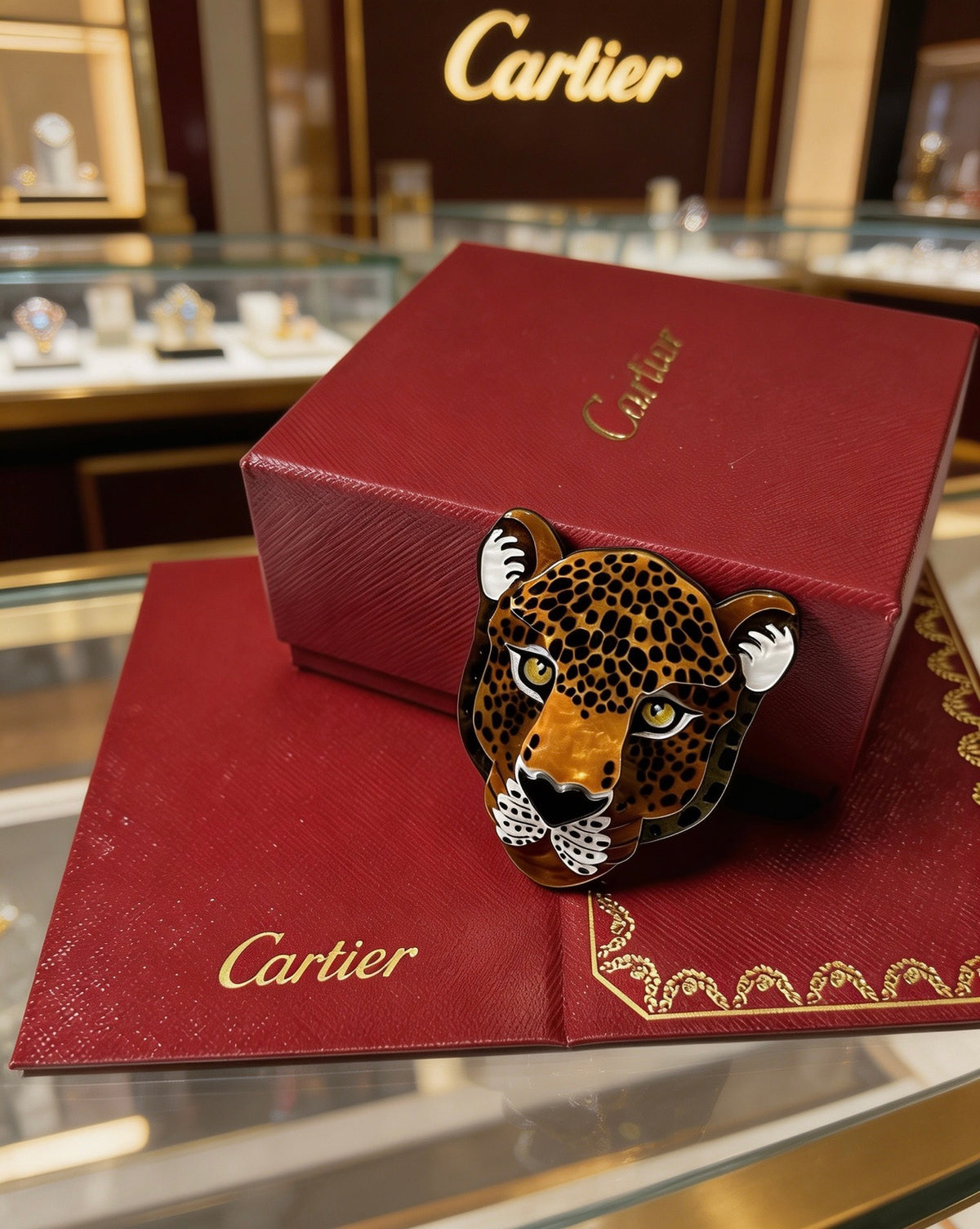 Panther Motif Brooch Pin in Polished Metal-Tone – Design 04 styled view