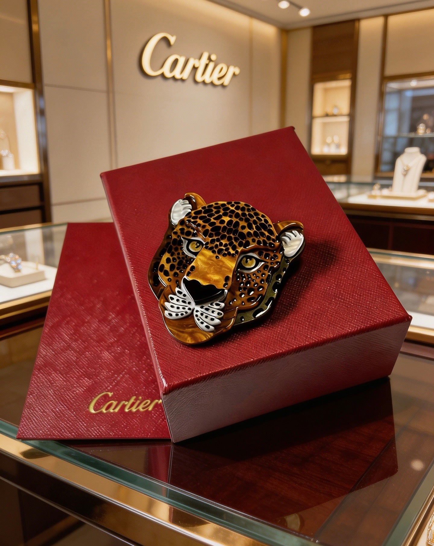 Panther Motif Brooch Pin in Polished Metal-Tone – Design 04 side detail