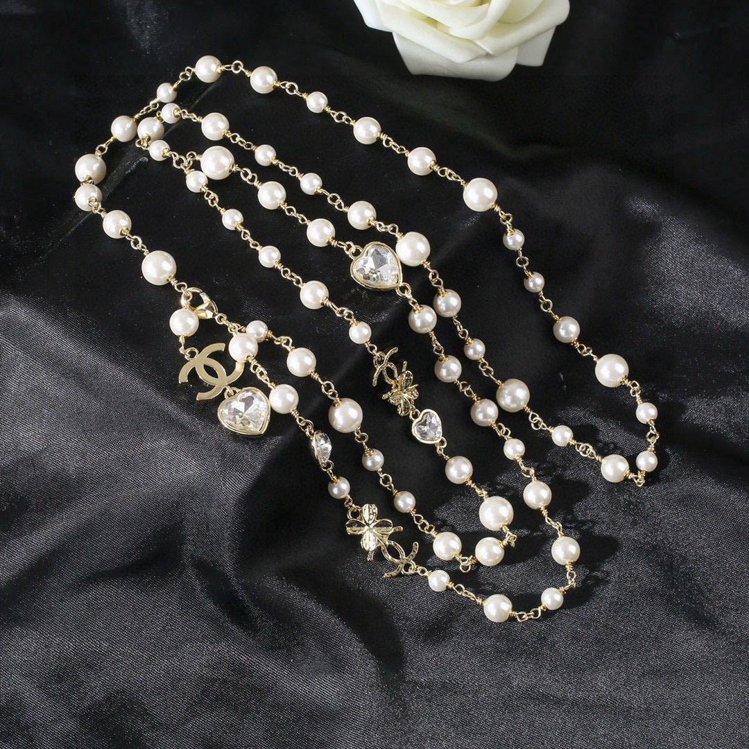 Heart Jewelry Accessory in Polished Metal-Tone – Pearl Detail – Design 002 detail view