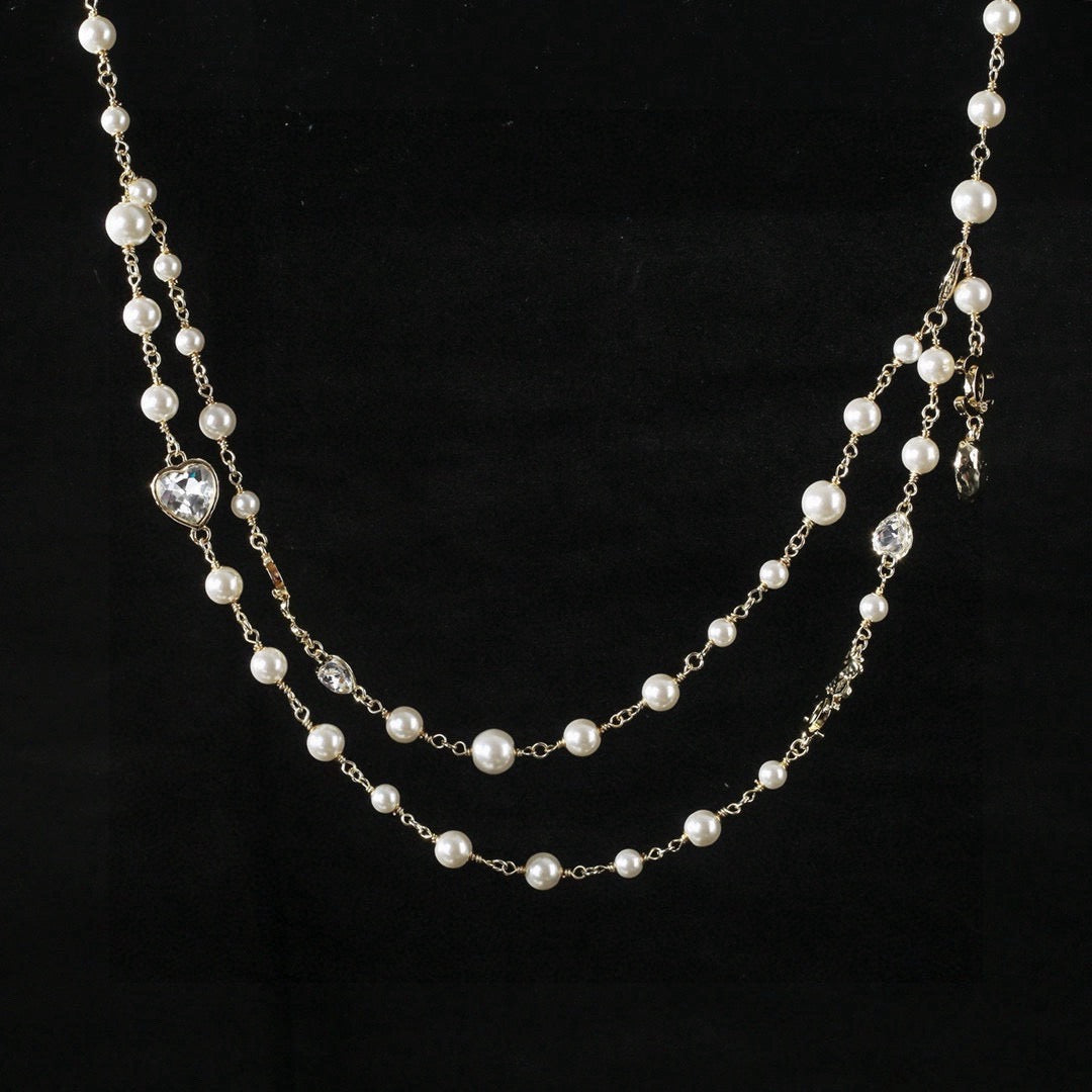 Heart Jewelry Accessory in Polished Metal-Tone – Pearl Detail – Design 002 main product view