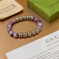 Double-G Emblem Beaded Bracelet in Polished Metal-Tone – Crystal Detail – Design 011 main product view