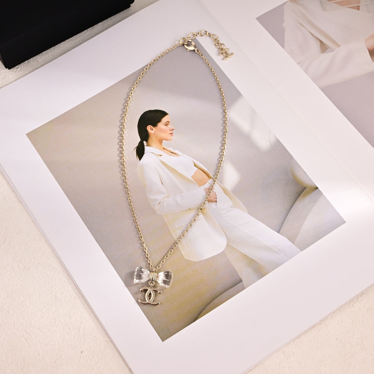 Signature Emblem Pendant Necklace in Polished Metal-Tone – Design 038 detail view