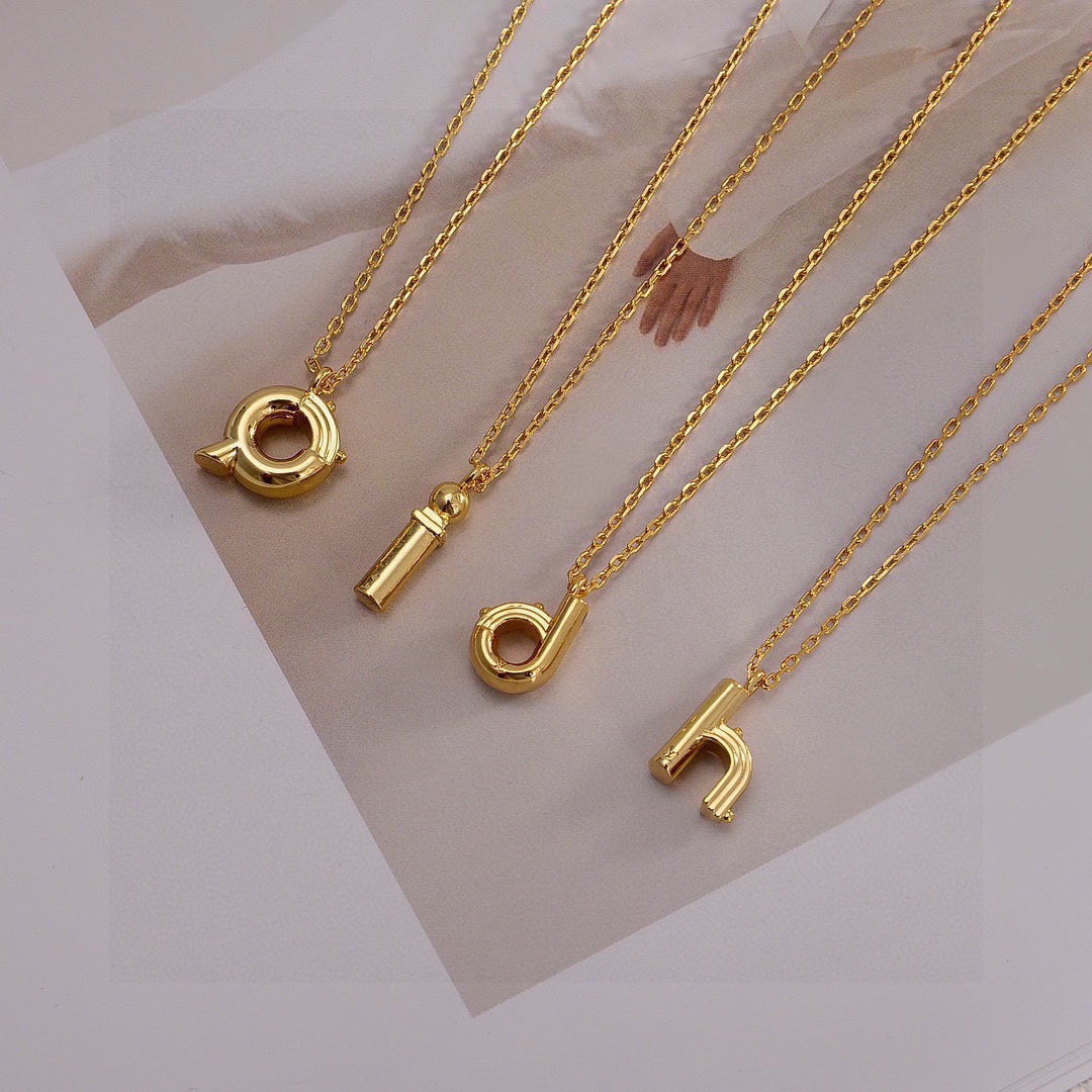 Geometric Emblem Pendant Necklace in Polished Metal-Tone – Design 009 front product view