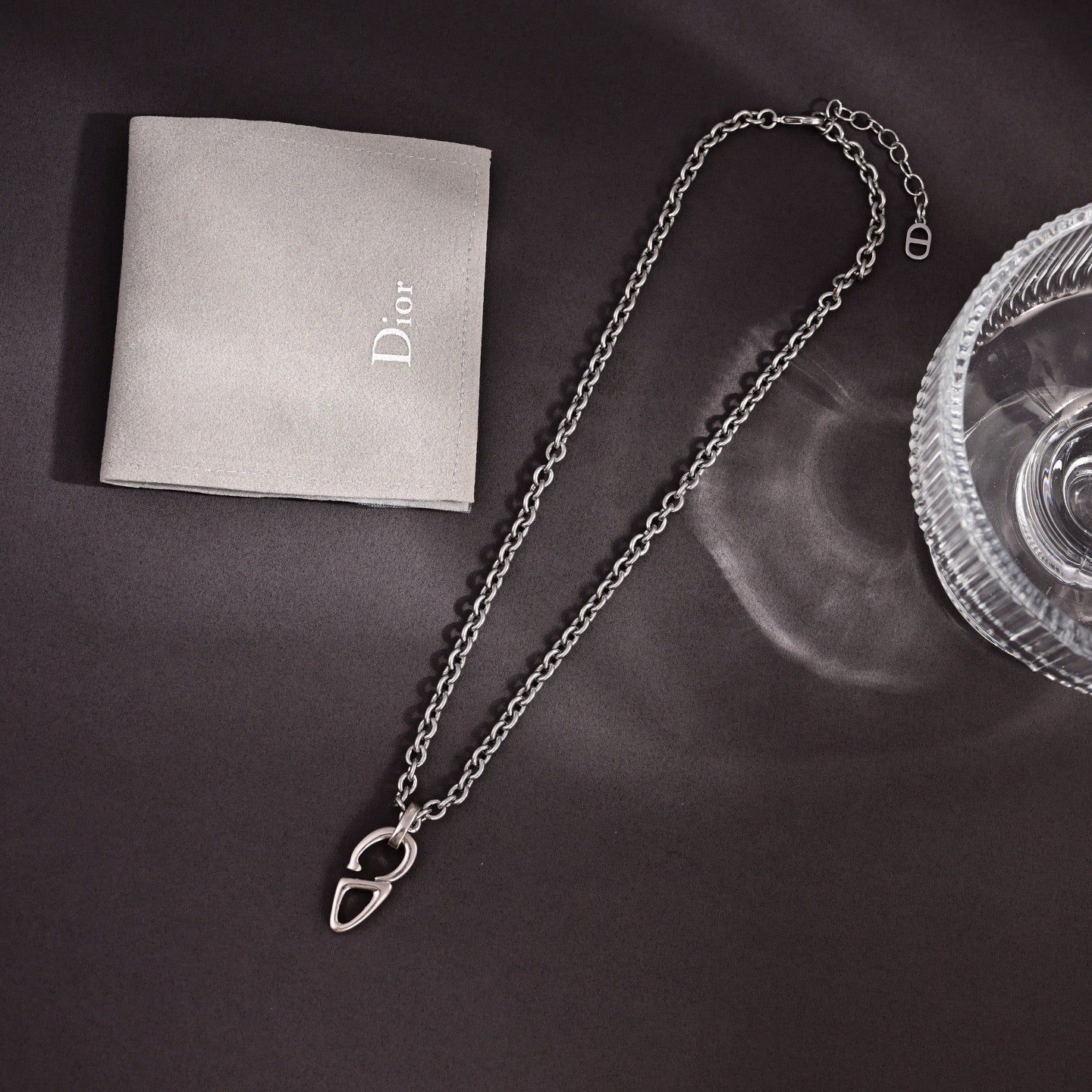 Sculptural Pendant Necklace in Polished Metal-Tone – Design 006 front view